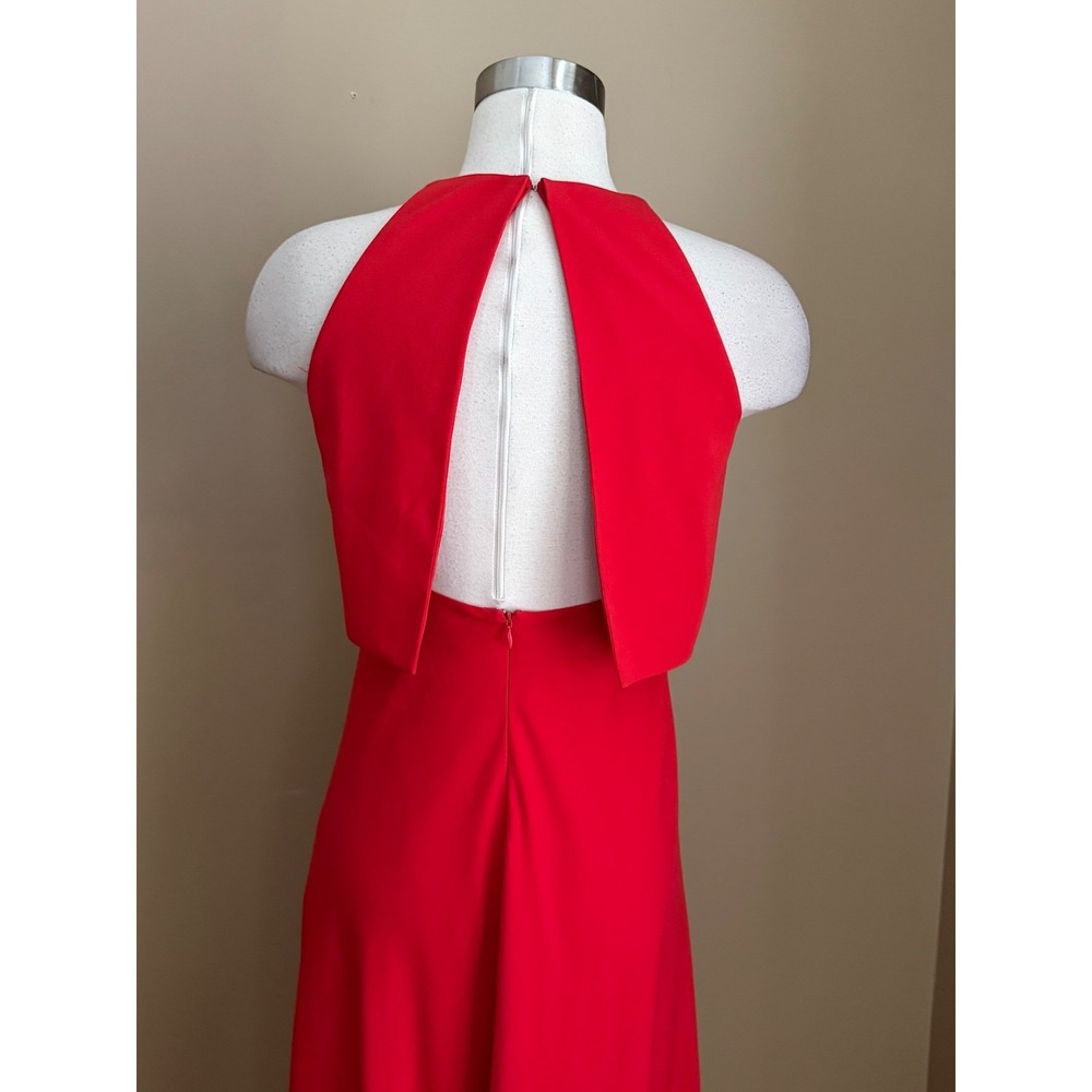 Jill Jill Stuart Red Dress Popover Halter Gown 2 Minimalist Elegant Gala - Picture 8 of 11
